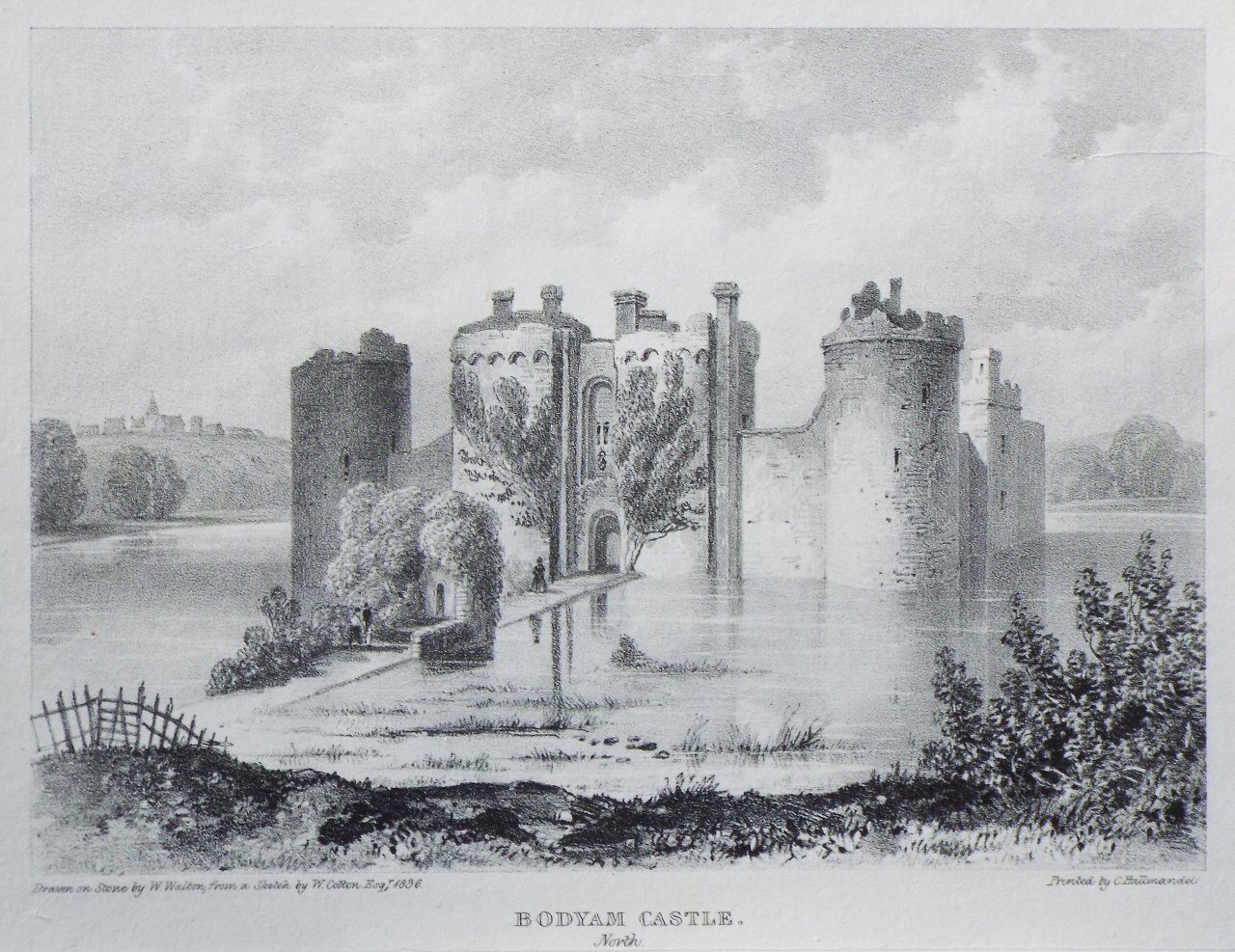 Lithograph - Bodyam Castle. North - Walton
